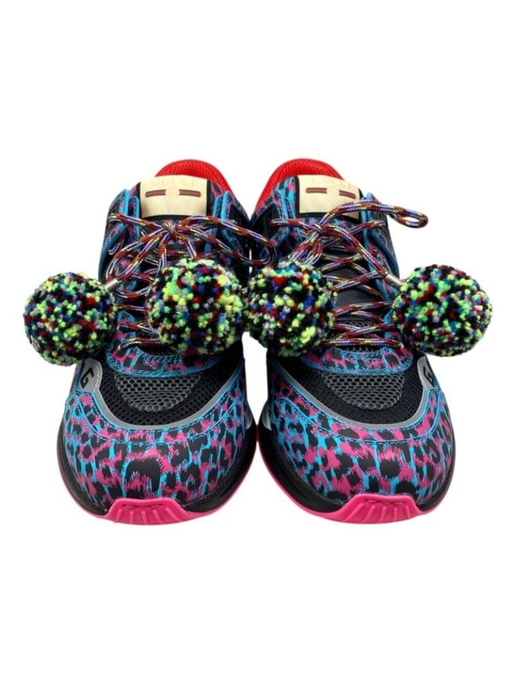 Gucci Sneakers Ultra Space 9 Sizes Logo Leopard Print Multicolor Blue - Picture 3 of 10